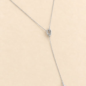 Long Two Knot Necklace in Silver