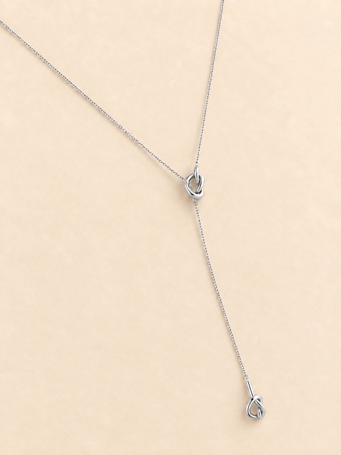 Long Two Knot Necklace in Silver