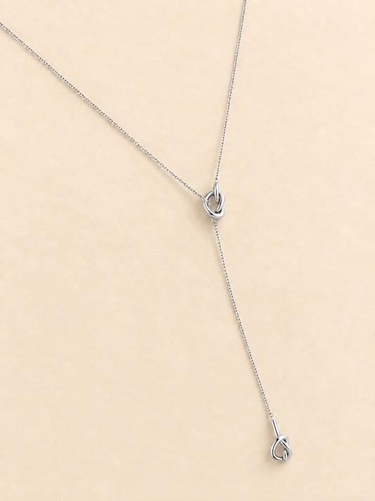 Long Two Knot Necklace in Silver