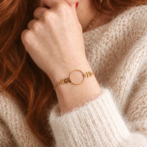 Atlas Adjustable Bracelet With Leaves / Gold