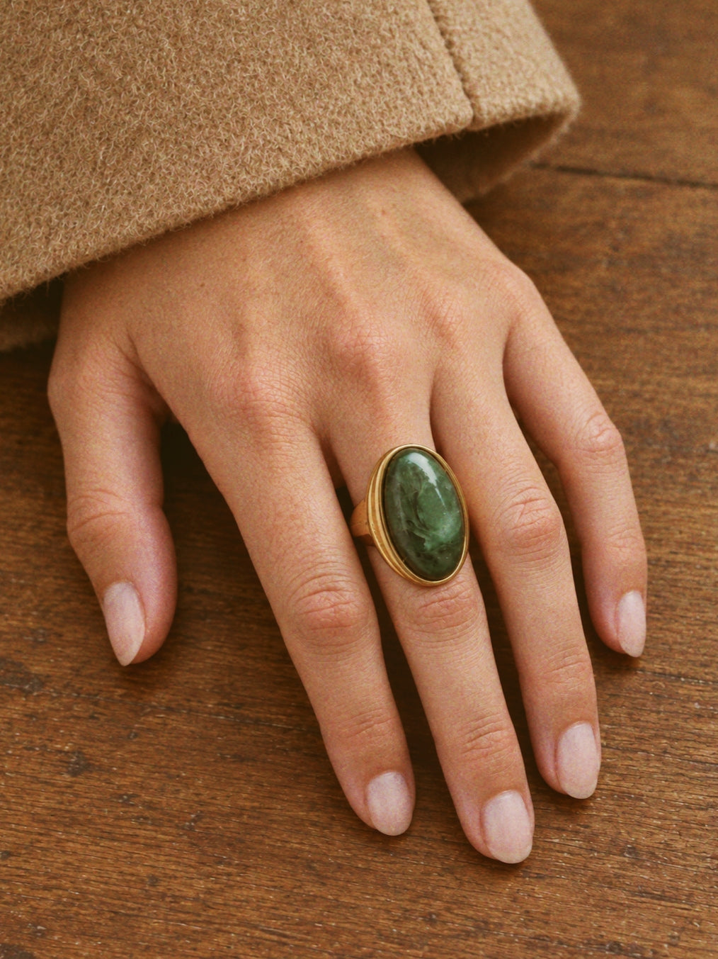 Green Gemstone Statement Ring