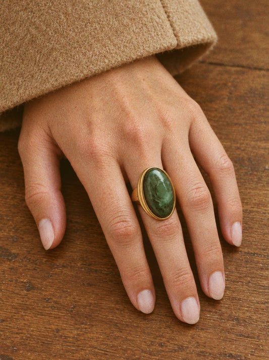 Green Gemstone Statement Ring