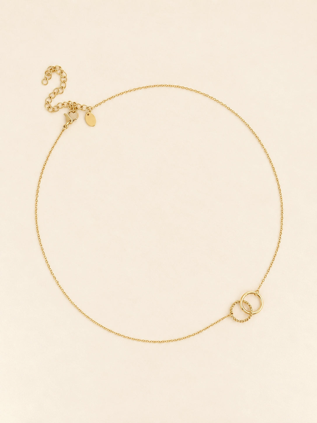 Two Circle Necklace in Gold