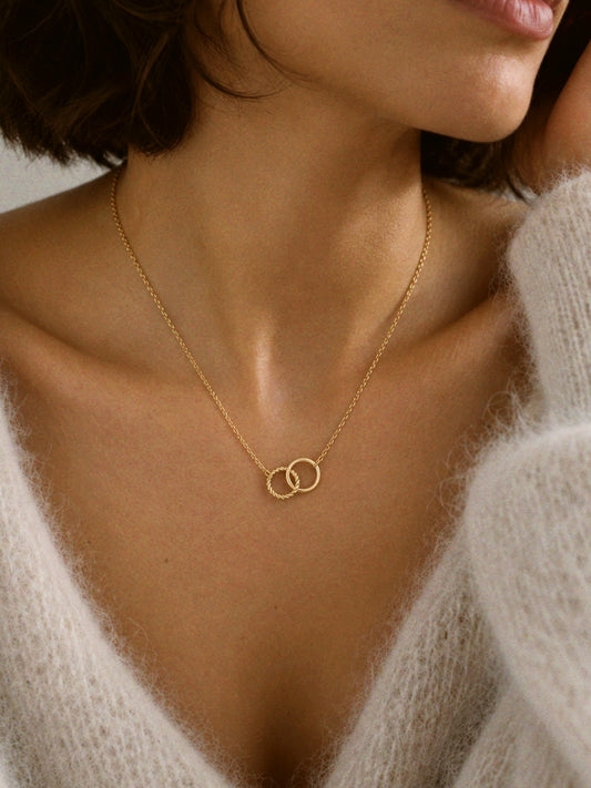 Two Circle Necklace in Gold