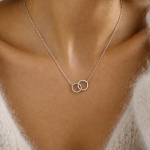 Two Circle Necklace in Silver