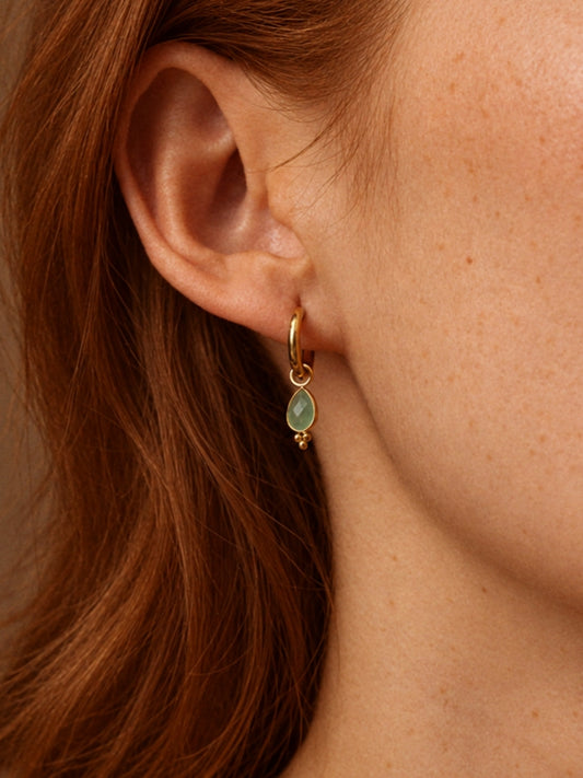 Little Green Aventurine Hoop Earrings