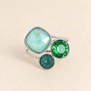 Lucie Swarovski Stone Ring / Green & Silver