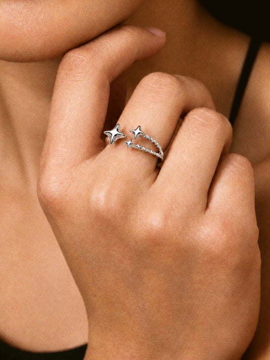 Ester Open Star Ring in Silver