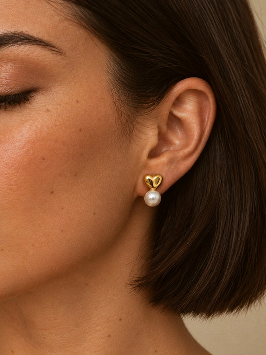 Valerie Heart Earrings in Gold
