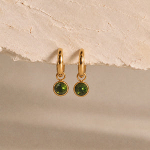 Aurora Green Crystal Hoops