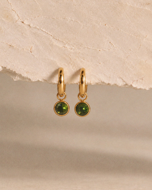 Aurora Green Crystal Hoops