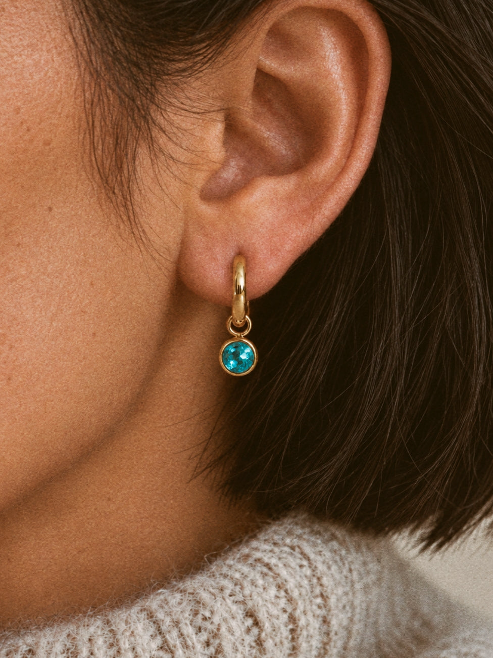 Aurora Blue Crystal Hoops