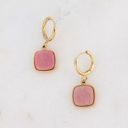 Zoe Rhodonite Hoops