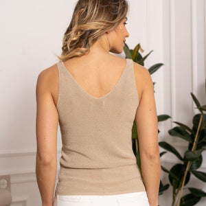 Lurex knit tank top with wide straps