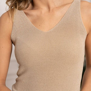Lurex knit tank top with wide straps