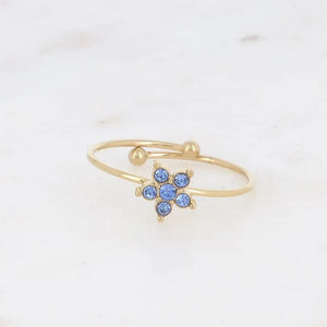 Beautiful Delicate Floral Ring in Light Blue