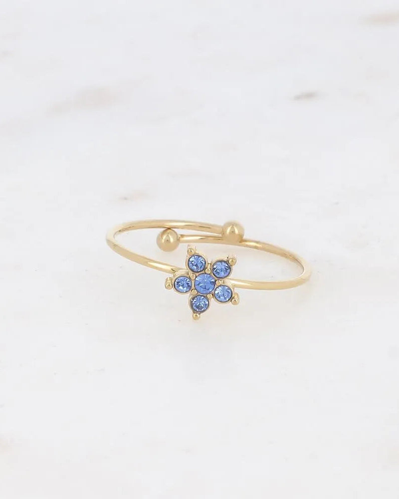 Beautiful Delicate Floral Ring in Light Blue