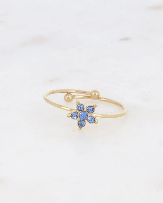 Beautiful Delicate Floral Ring in Light Blue