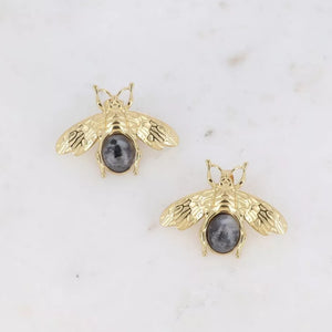 Vintage Style Large Bee Earrings with Labradorite