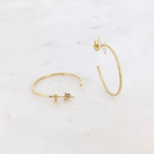 Large Star Hoops in Gold