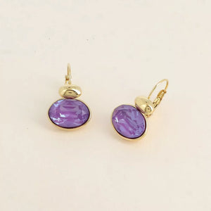 Timeless Swarovski Stone Hoops / Purple