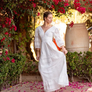 Taylor Long Openwork Cotton Dress