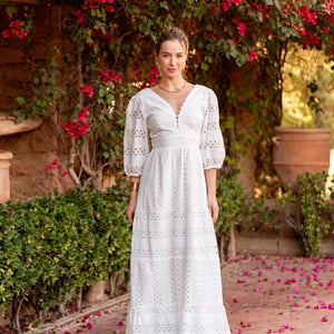 Taylor Long Openwork Cotton Dress