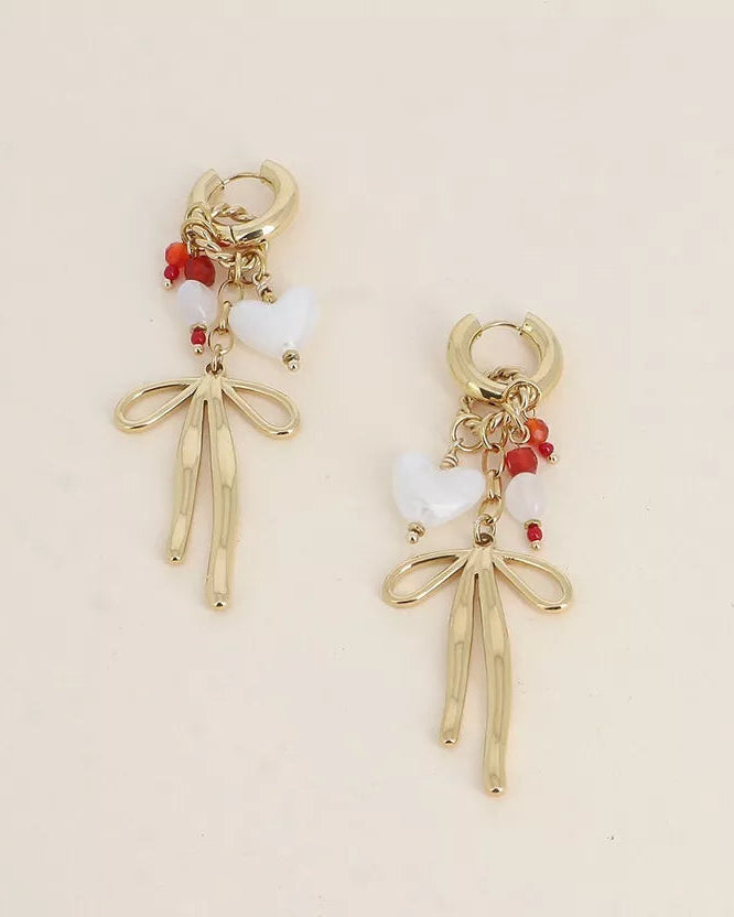 Manon Heart & Bow Earrings