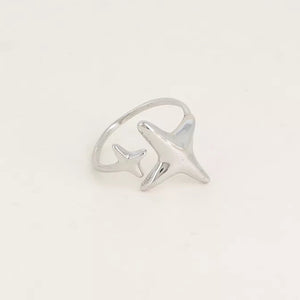 Lyra Open Star Ring in Silver