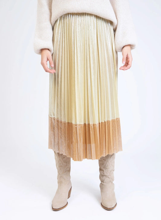 Justyno Pleated Midi Skirt Wheat
