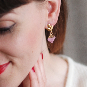 Andrea Atlas Pink Quartz Earrings