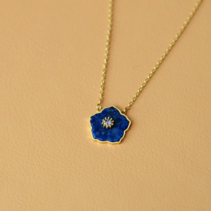 Blue Fiona Flower Necklace