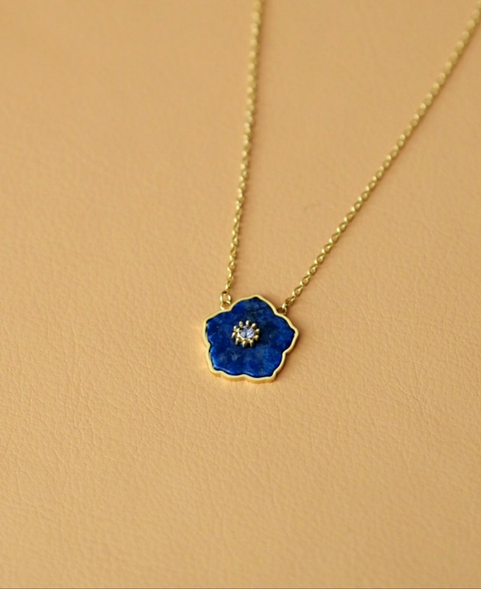 Blue Fiona Flower Necklace