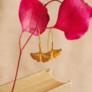 Ginkgo Leaf Earrings in Gold