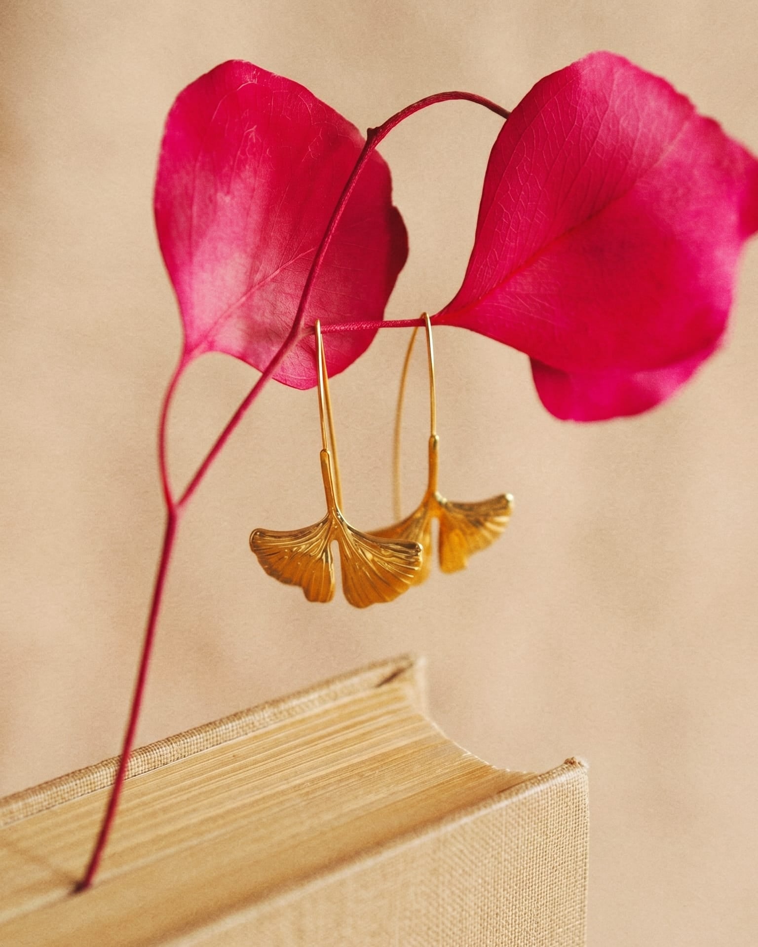 Ginkgo Leaf Earrings in Gold
