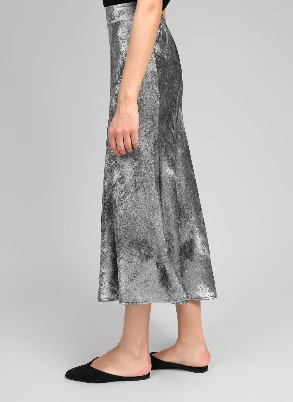 Janyma Silver Midi Skirt
