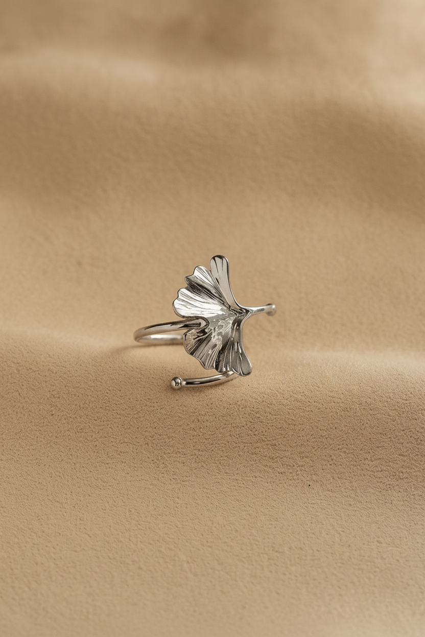Gingko Leaf Ring in Silver