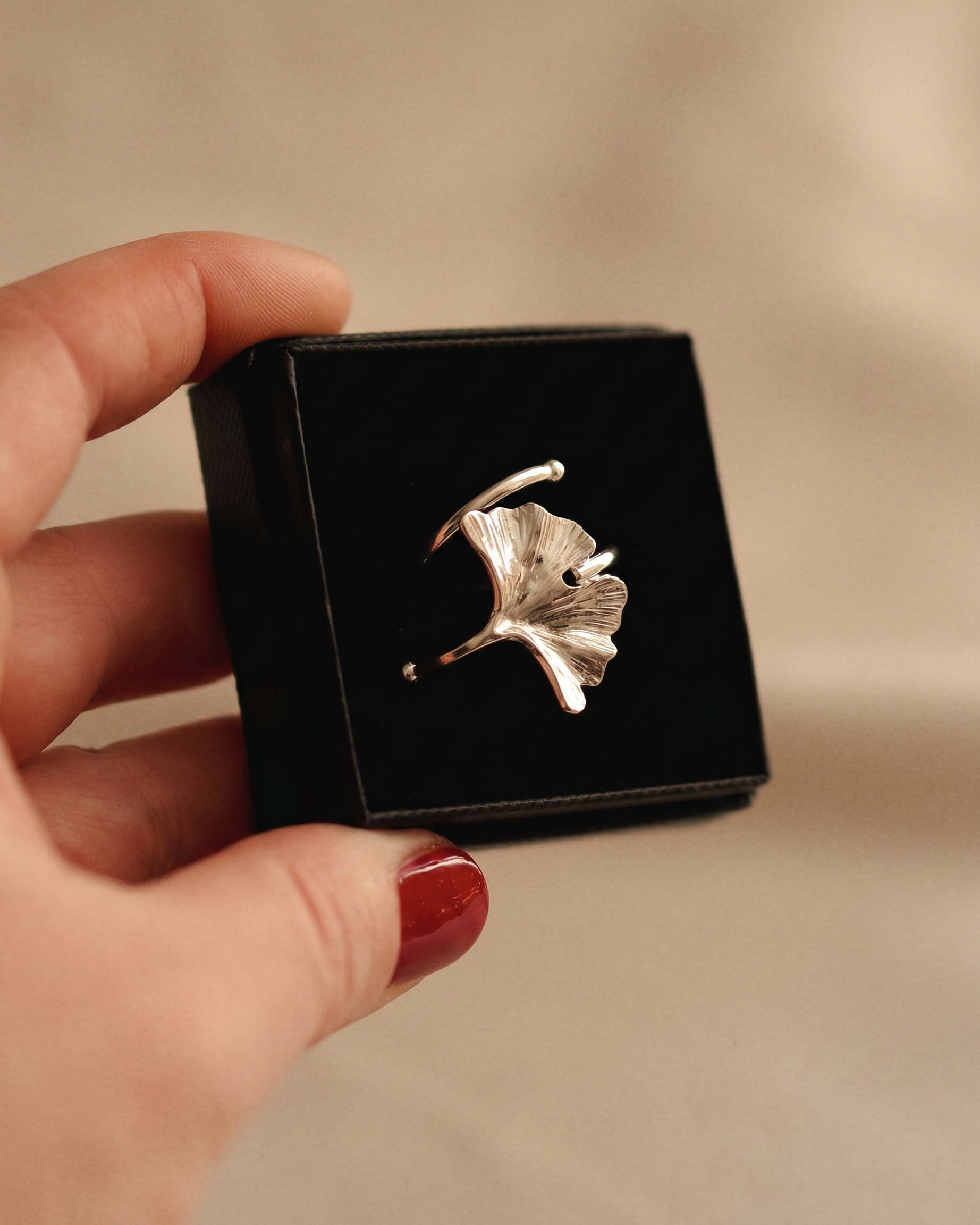 Gingko Leaf Ring in Silver