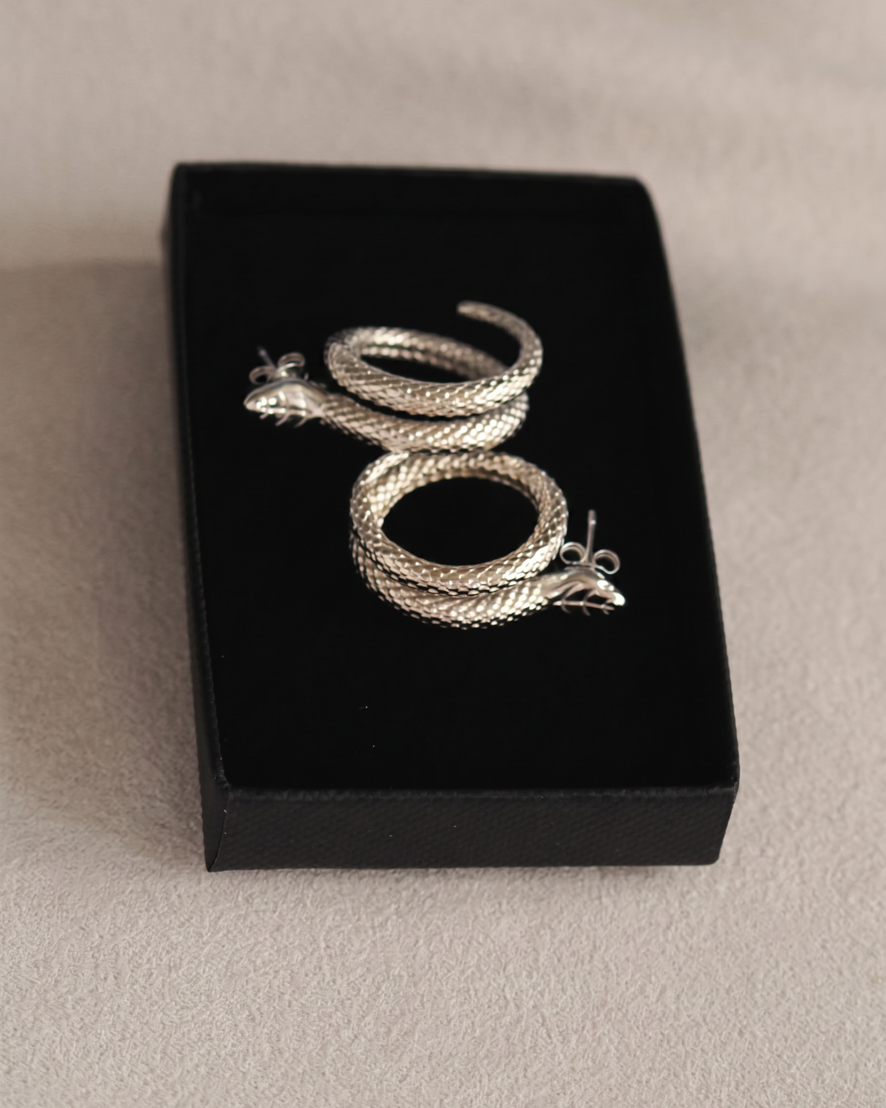 Elegant Snake Studs in Silver