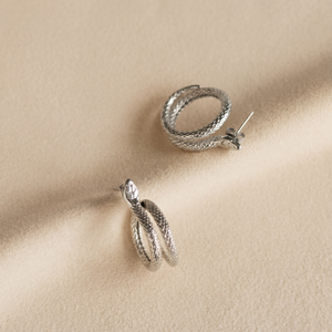 Elegant Snake Studs in Silver