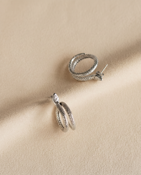 Elegant Snake Studs in Silver