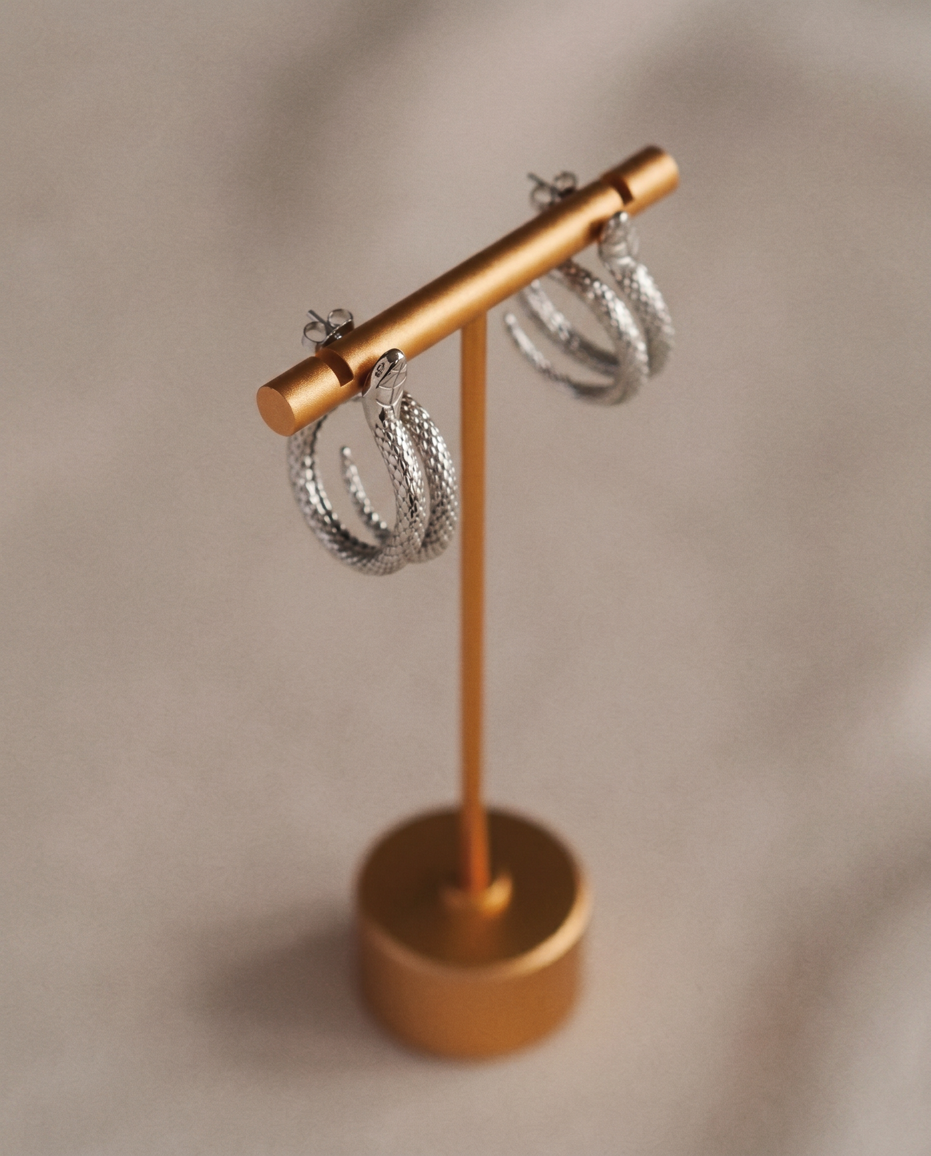 Elegant Snake Studs in Silver
