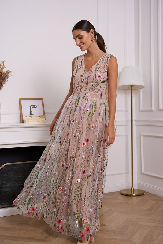 Romantic Floral Tulle Dress