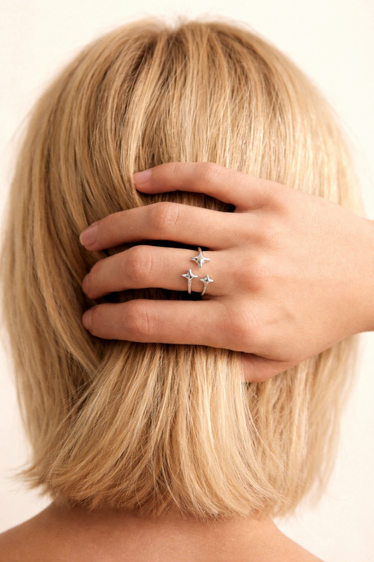 Ester Open Star Ring in Silver