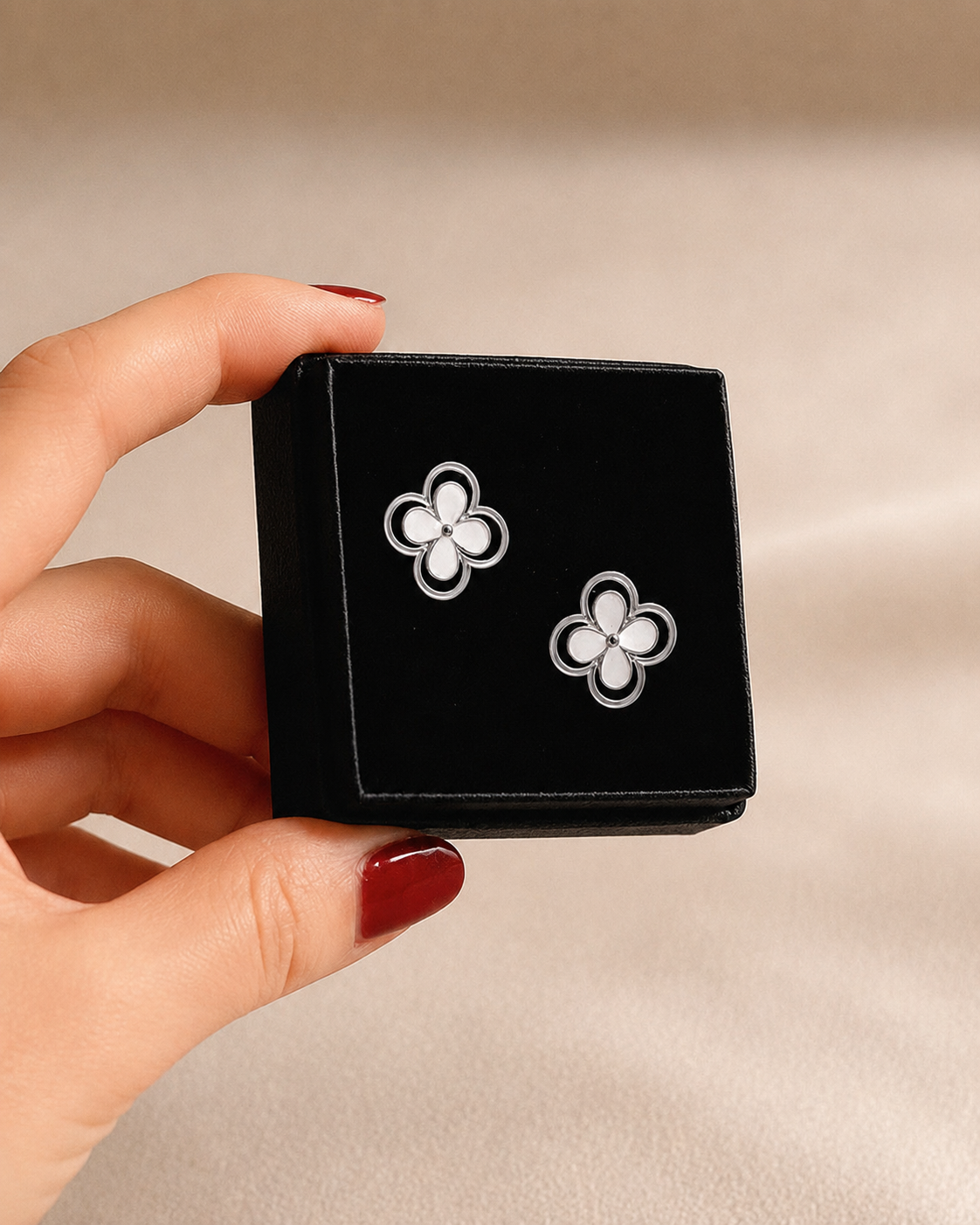 Beautiful Pearl Clover Studs in silver