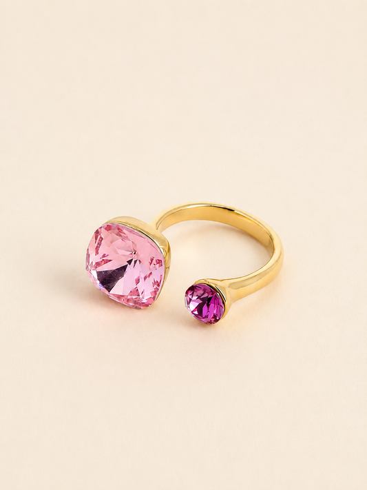 Rose & Purple Swarovski Stone Ring