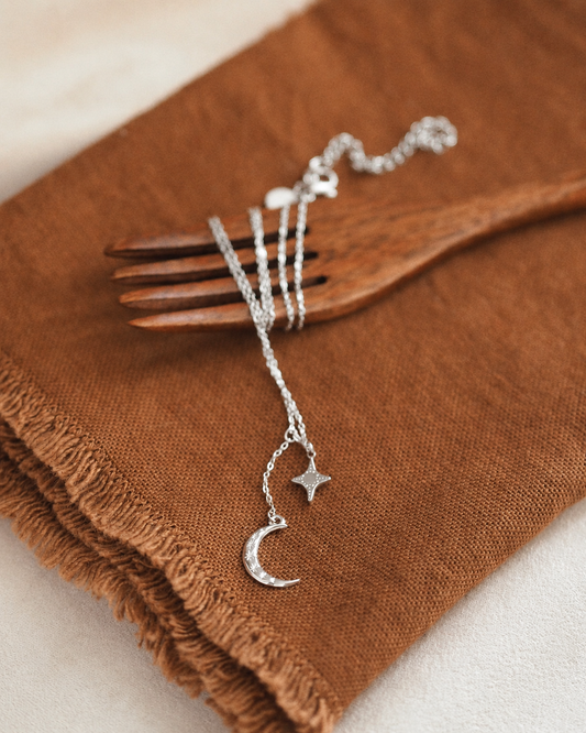 Star and Crescent Moon Neckless in Silver