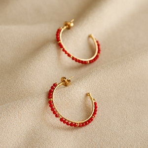 Gemstone Hoops / Red