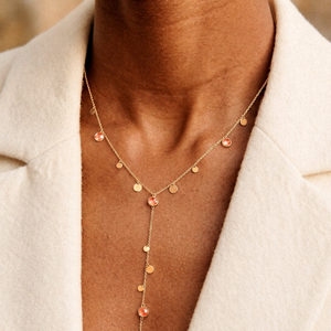 Lumira Necklace Swarovski Stones Peach