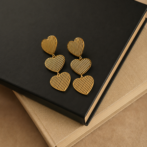 Trio of Hearts Earrings in Gold